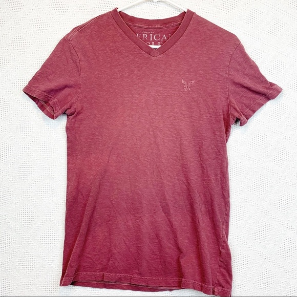 American Eagle XS Basic V-neck Tee T-shirt Mauve Short Sleeve Soft 100% Cotton - Picture 1 of 6